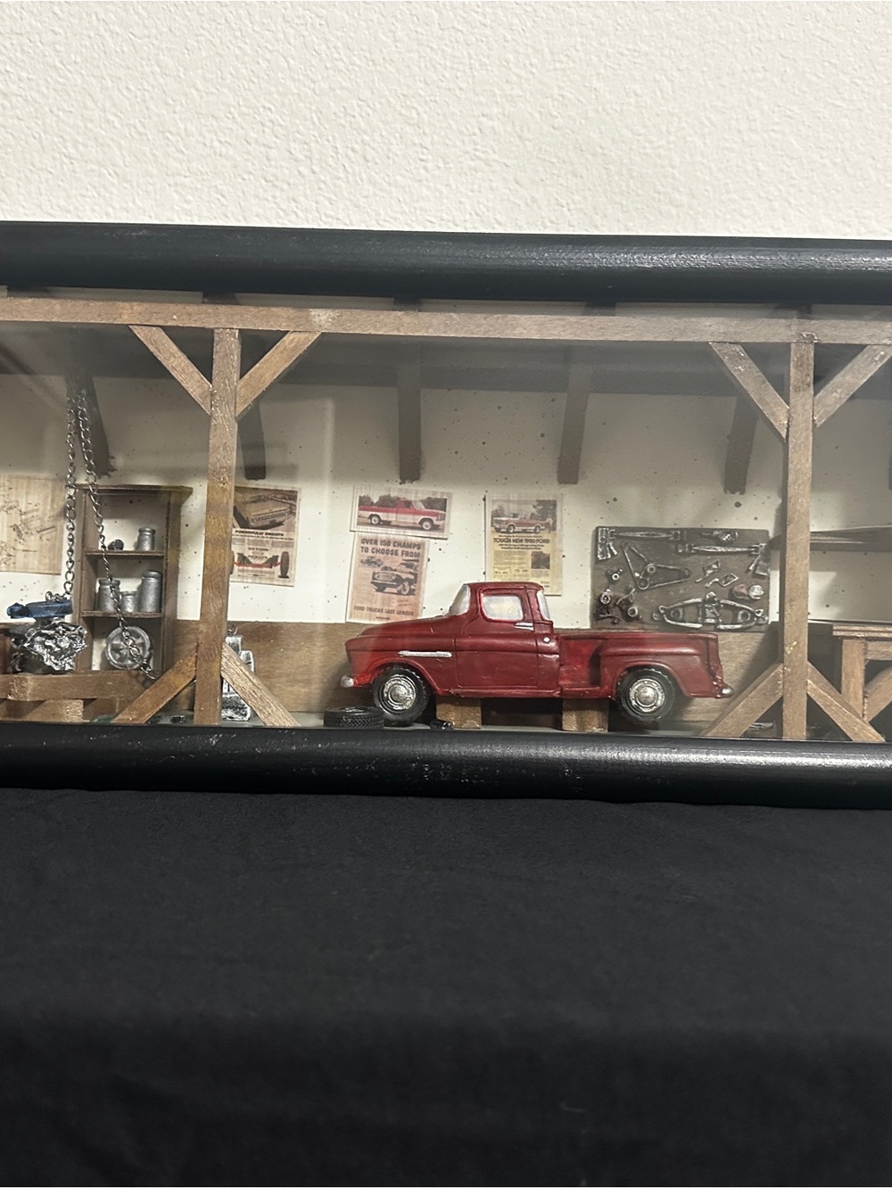 Red Vintage Truck Shadowbox Wall Art